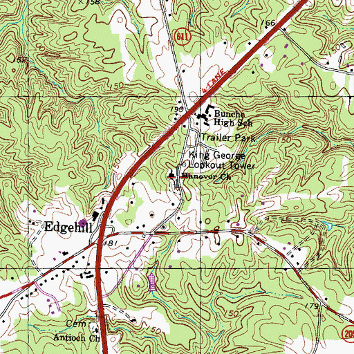 Topographic Map of Hanover Church, VA