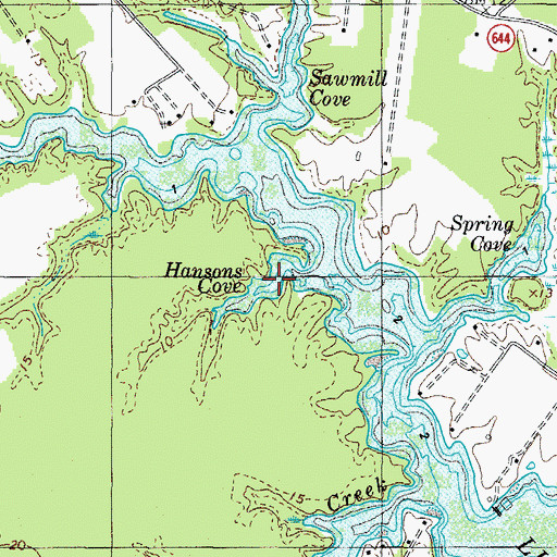 Topographic Map of Hansons Cove, VA
