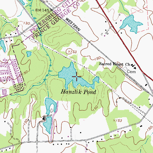 Topographic Map of Hanzlik Pond, VA
