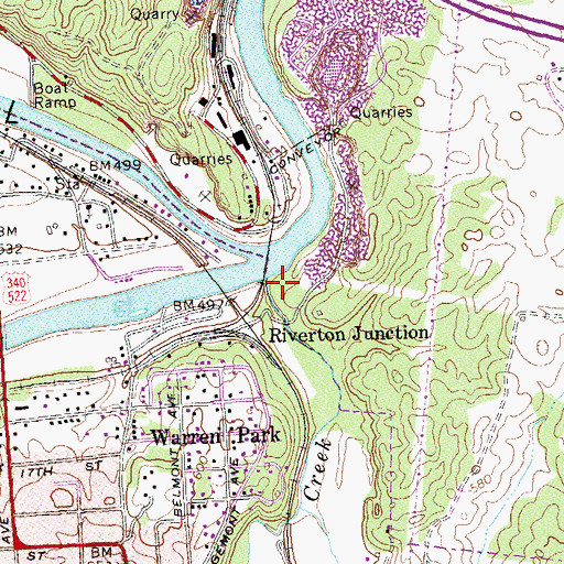 Topographic Map of Happy Creek, VA