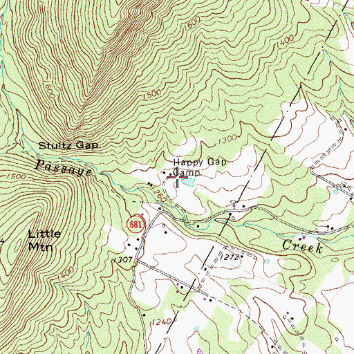 Topographic Map of Happy Gap Camp, VA