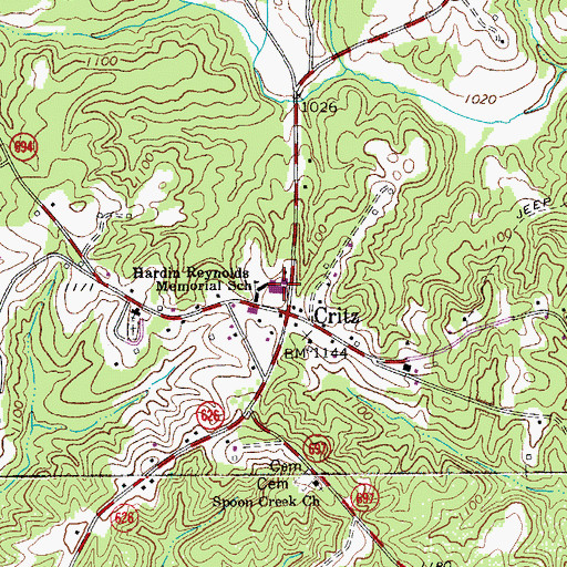 Topographic Map of Hardin Reynolds Memorial School, VA