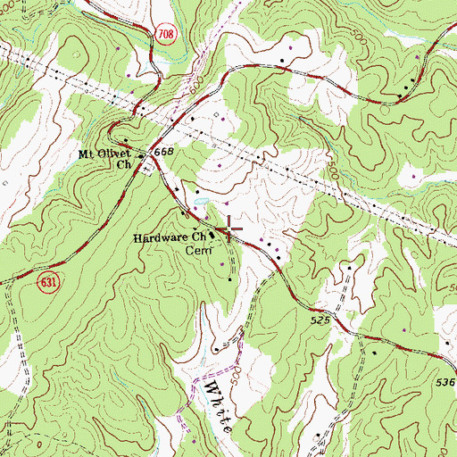 Topographic Map of Hardware Church, VA
