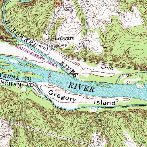 Topographic Map of Hardware River, VA