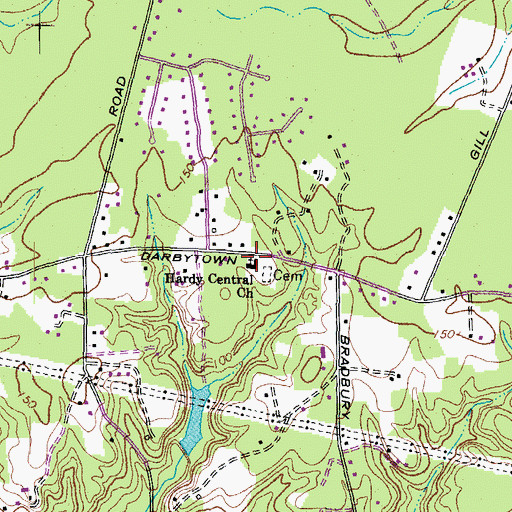 Topographic Map of Hardy Central Church, VA
