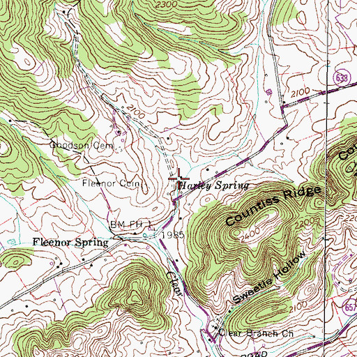Topographic Map of Harley Spring, VA