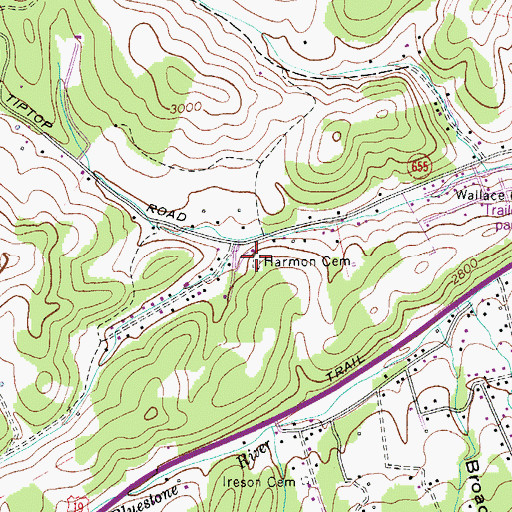 Topographic Map of Harmon Cemetery, VA