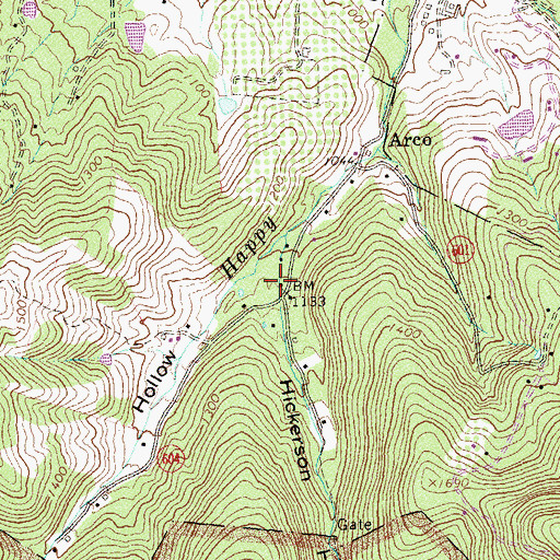Topographic Map of Harmony Hollow, VA