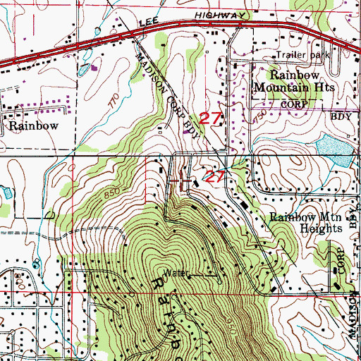 Topographic Map of Chickasaw Estates, AL