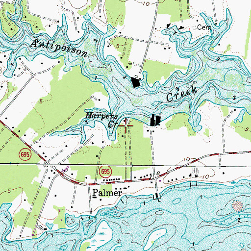 Topographic Map of Harpers Creek, VA
