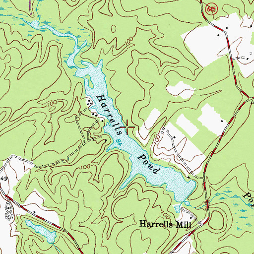 Topographic Map of Harrells Pond, VA