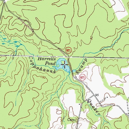 Topographic Map of Harrells Pond, VA