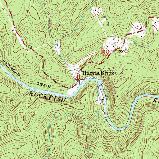 Topographic Map of Harris Bridge, VA