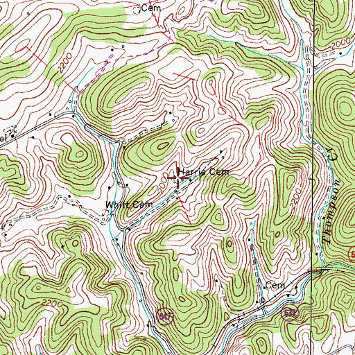 Topographic Map of Harris Cemetery, VA