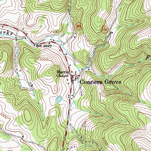 Topographic Map of Harris Chapel, VA