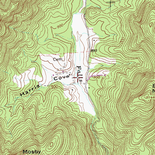 Topographic Map of Harris Cove, VA