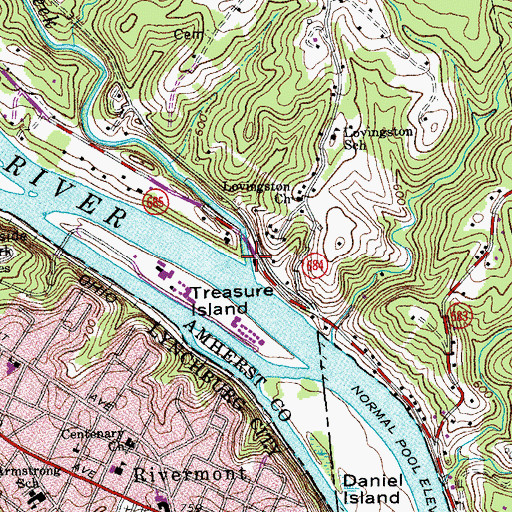 Topographic Map of Harris Creek, VA