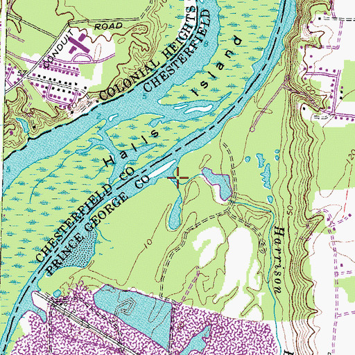 Topographic Map of Harrison Branch, VA