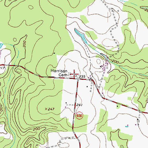 Topographic Map of Harrison Cemetery, VA