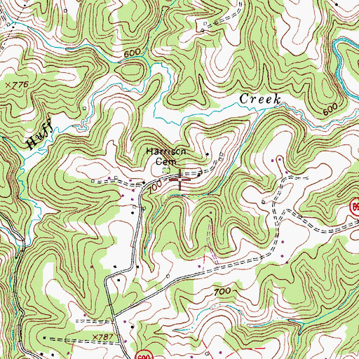 Topographic Map of Harrison Cemetery, VA