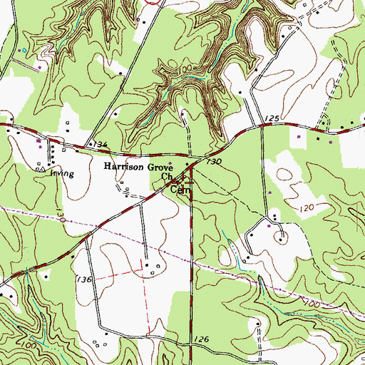 Topographic Map of Harrison Grove Church, VA