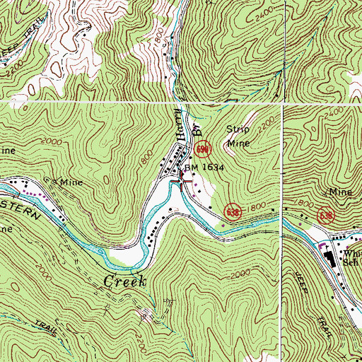 Topographic Map of Harry Branch, VA