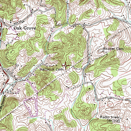 Topographic Map of Hartsock Cemetery, VA