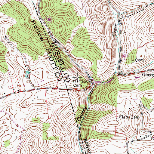 Topographic Map of Hartsock Cemetery, VA
