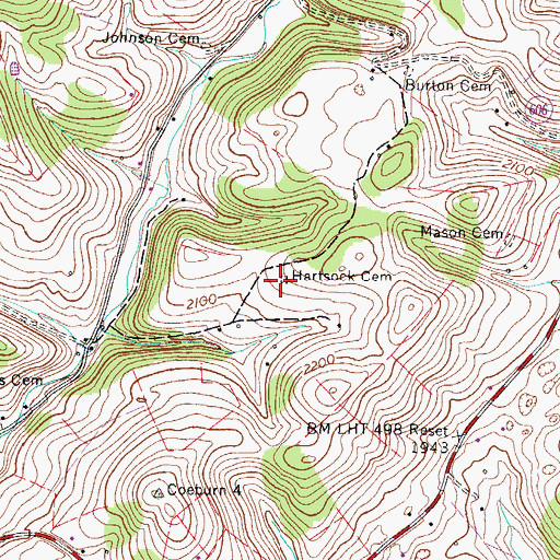 Topographic Map of Hartsock Cemetery, VA