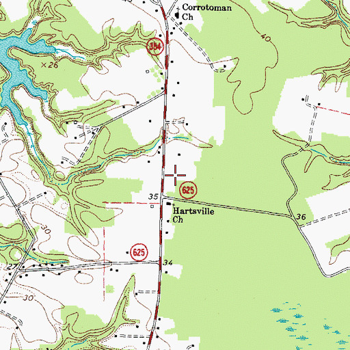 Topographic Map of Hartsville Church, VA