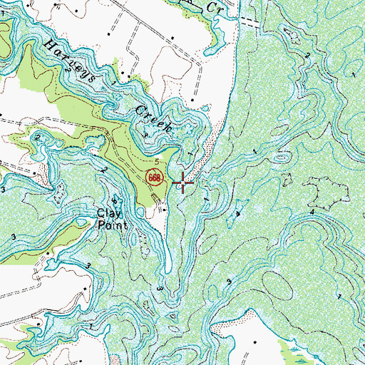 Topographic Map of Harveys Creek, VA