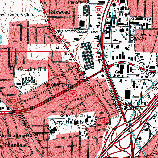Topographic Map of Christ Chapel Spiritual Church, AL