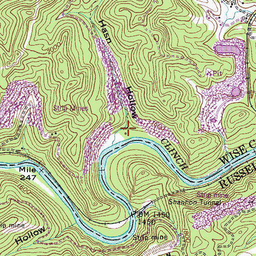 Topographic Map of Hasn Hollow, VA