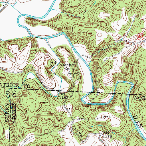 Topographic Map of Hatcher Cemetery, VA