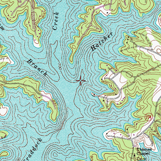 Topographic Map of Hatcher Creek, VA