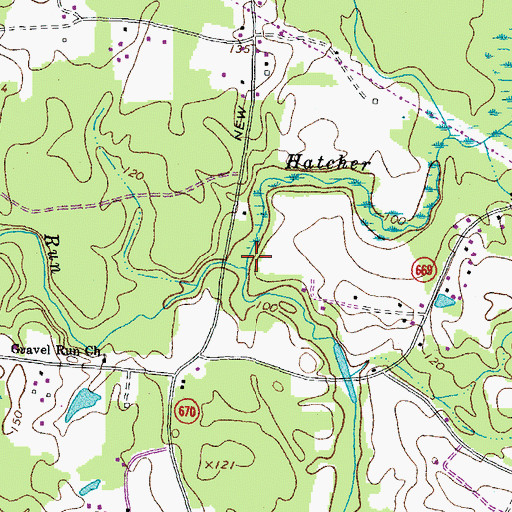 Topographic Map of Hatcher Run, VA