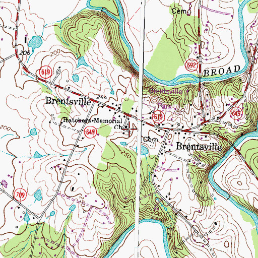 Topographic Map of Hatchers Memorial Church, VA