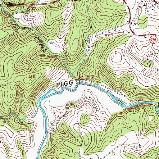 Topographic Map of Hatchet Creek, VA