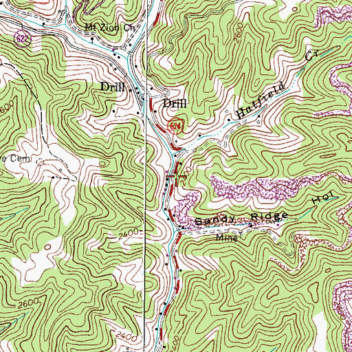 Topographic Map of Hatfield Creek, VA