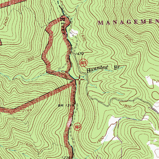 Topographic Map of Haunted Branch, VA