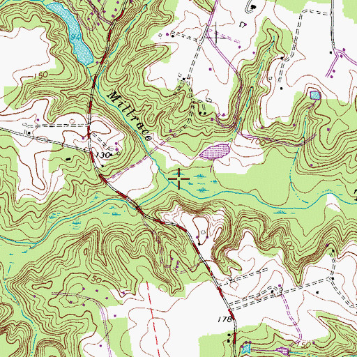 Topographic Map of Hawes Millrace, VA