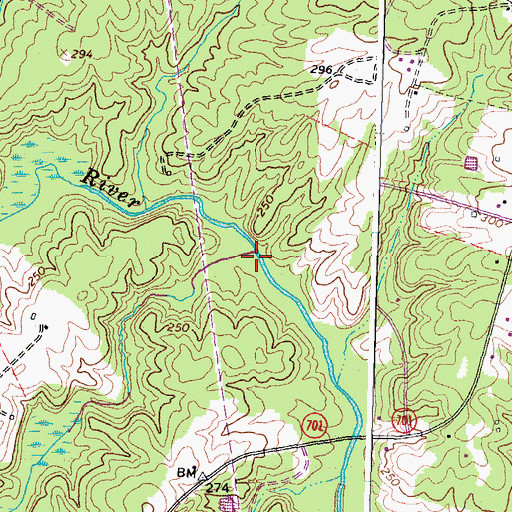 Topographic Map of Hawkins Creek, VA