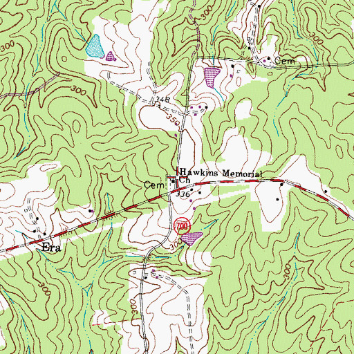 Topographic Map of Hawkins Memorial Church, VA