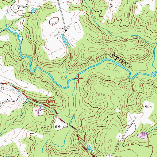 Topographic Map of Hawkins Run, VA