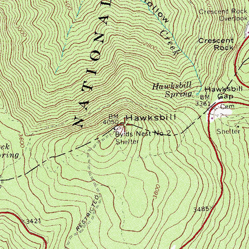 Topographic Map of Hawksbill, VA