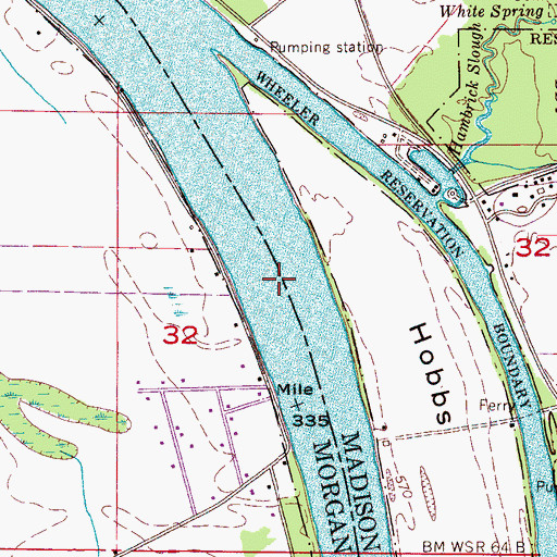 Topographic Map of Chunns Bar (historical), AL