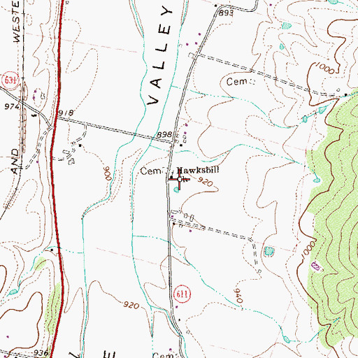 Topographic Map of Hawksbill Church, VA