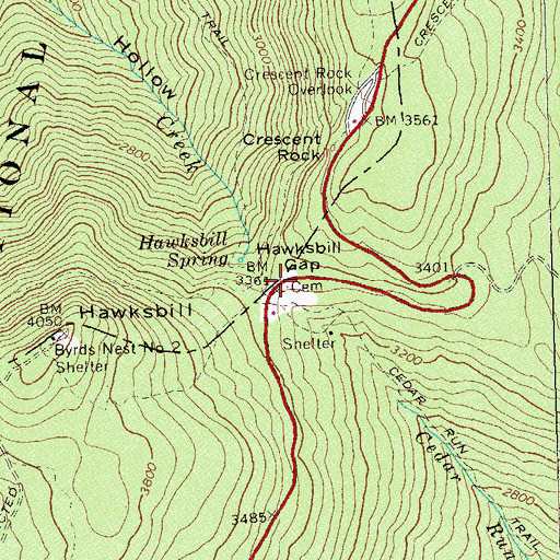 Topographic Map of Hawksbill Gap, VA