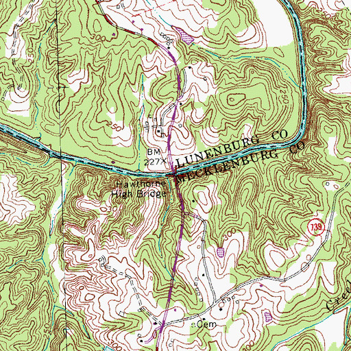 Topographic Map of Hawthorne High Bridge, VA
