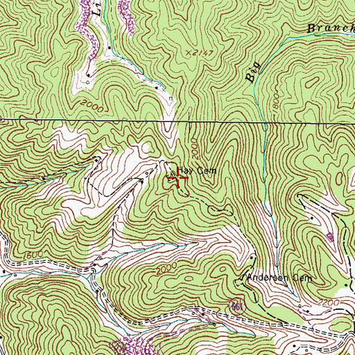 Topographic Map of Hay Cemetery, VA